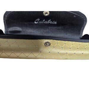 Calabria Gold Quilted Snap Closure   Eyeglass Case 7 in X 1.5 in